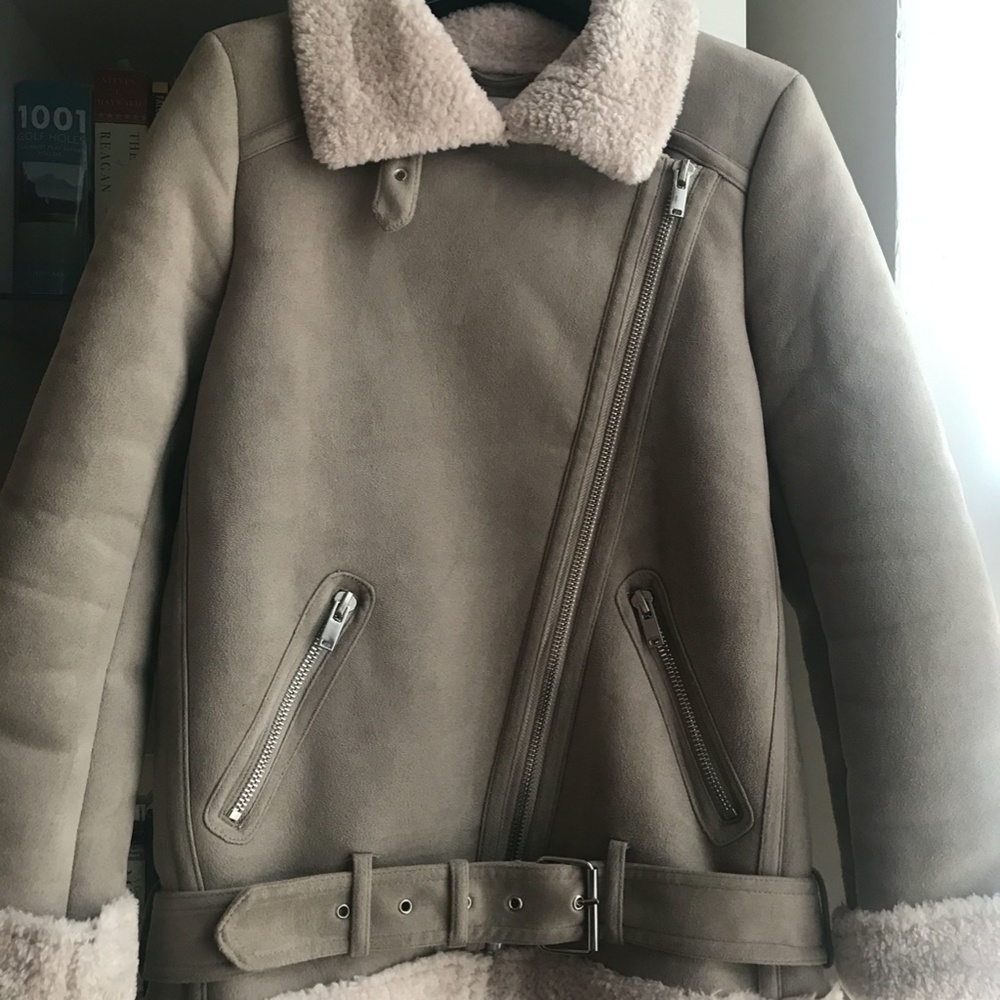 ZARA moto fleece coat